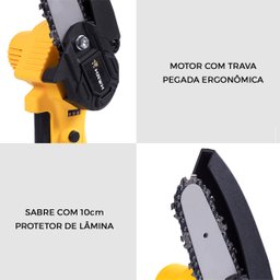 Motoserra Elétrica a Bateria 550w 10cm 20v Portátil Hw5010 Hawk - 4