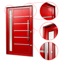 Ver imagem 3 de Porta Pivotante Alumínio Lambril Miraggio c/Pux.D.Elite Vermelho 240x130 Brimak