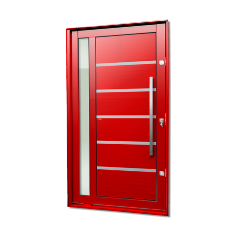 Porta Pivotante Alumínio Lambril Miraggio c/Pux.D.Elite Vermelho 240x130 Brimak