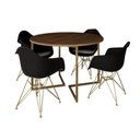Ver imagem 6 de Mesa Jantar Industrial Amêndoa 110Cm Redonda Base V C/4 Poltronas Daw Pretas Base Dou Cor: Amendoa