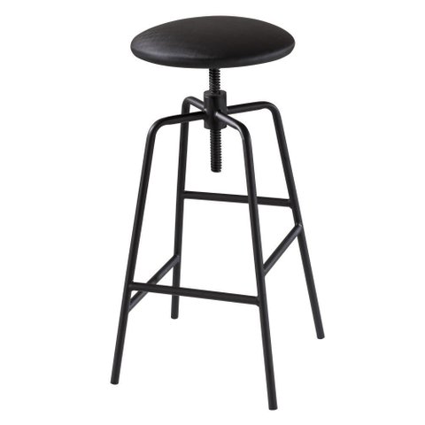 Banqueta Capri Alta Assento Estofado Cor Preto com Base Metal Preta 87 Cm (alt) - 46713
