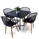 Ver imagem 1 de Mesa de Jantar 4 Lugares Preto Jade 90cm e Kit 4 Cadeiras Clarice D03 - D'Rossi