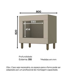 Balcão de Cozinha Forno de Embutir Évelin Duna/Cristal - Henn - 3