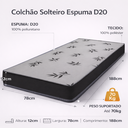 Ver imagem 3 de Colchão Solteiro Espuma D20 Liso 188x78x12cm Antialérgico
