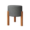 Ver imagem 1 de Puff Banqueta Redondo Pés Madeira Maciça Suede Cinza