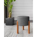 Ver imagem 4 de Puff Banqueta Redondo Pés Madeira Maciça Suede Cinza