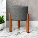 Ver imagem 5 de Puff Banqueta Redondo Pés Madeira Maciça Suede Cinza