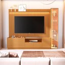 Ver imagem 1 de Estante Painel para TV até 84 Polegadas Ripado LED Vidro Reflecta 100% MDF 219CMX269CM Vitoria Regia Yescasa Nature