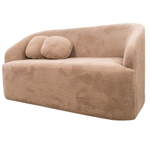 Sofá Gema Estofado Tecido Aveludado Boucle Cor Bege 165cm - 70858
