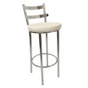 Ver imagem 1 de Banqueta Rafaela - Redonda Altura 65cm para Bar e Cozinha Cromada com Assento Confortável Cor Branco