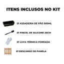 Ver imagem 2 de Forma de Pão Retangular Antiaderente 900ml + Luva Térmica + Pincel Preto + Descanso de Panela Quadra