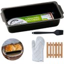 Ver imagem 1 de Forma de Pão Retangular Antiaderente 900ml + Luva Térmica + Pincel Preto + Descanso de Panela Quadra