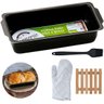 Forma de Pão Retangular Antiaderente 900ml + Luva Térmica + Pincel Preto + Descanso de Panela Quadra - 1