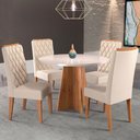 Ver imagem 1 de Mesa de Jantar 4 Lugares Raquel Diamantina Mel/blonde/veludo Bege - Panorama Móveis