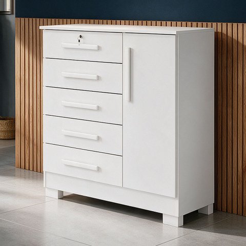 Cômoda para Quarto Compacta Reforçada e Resistente Extrema Qualidade e Durabilidade Branco