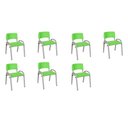 Ver imagem 1 de Kit 7 Cadeiras Infantil Iso, Escola, Base Cinza- Verde Claro