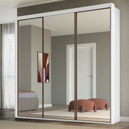 Guarda Roupa Casal 3 Portas Espelho Mdf Qualitá Belmax:branco - 1