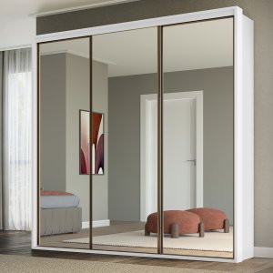 Guarda Roupa Casal 3 Portas Espelho Mdf Qualitá Belmax:branco