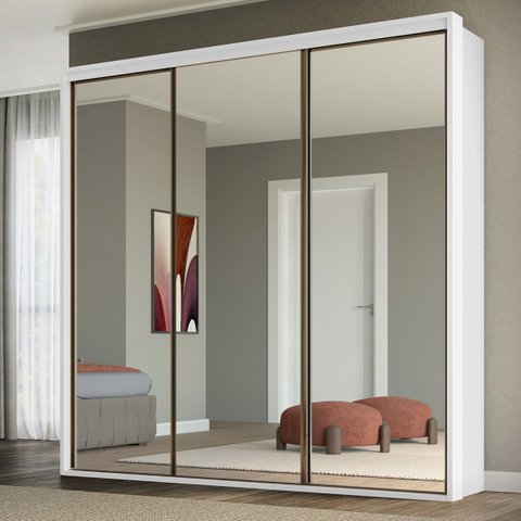 Guarda Roupa Casal 3 Portas Espelho Mdf Qualitá Belmax:branco