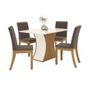 Ver imagem 4 de Conjunto Sala de Jantar Mesa 120cm Tampo MDF Canto Reto com 4 Cadeiras Madely Espresso Móveis Bege/Nature/Off White
