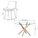 Ver imagem 3 de Conjunto Mesa de Jantar Lara 120cm Vidro Redondo Aço Carbono Bronze Chic 4 Cadeiras em Linho - Cinza