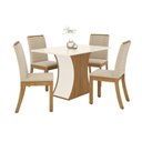 Ver imagem 4 de Conjunto Sala de Jantar Mesa 120cm Tampo MDF Canto Reto com 4 Cadeiras Madely Espresso Móveis Bege/Nature/Off White/Linho
