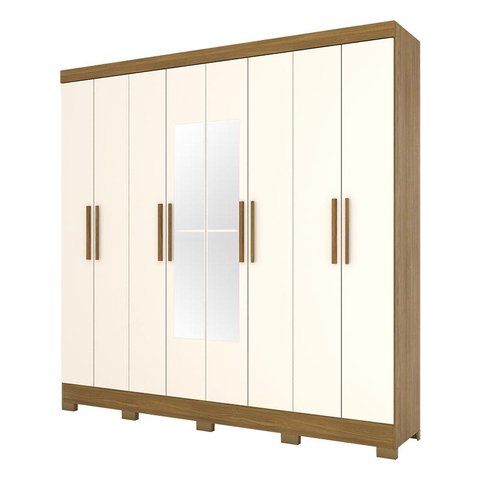 Guarda Roupa Casal Toscano Nature Off White com Espelho – Briz Móveis