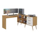 Ver imagem 2 de Mesa Gamer em L para Computador com 3 Gavetas Nexus Multimóveis Mp6048 Madeirado/branco Madeirado/