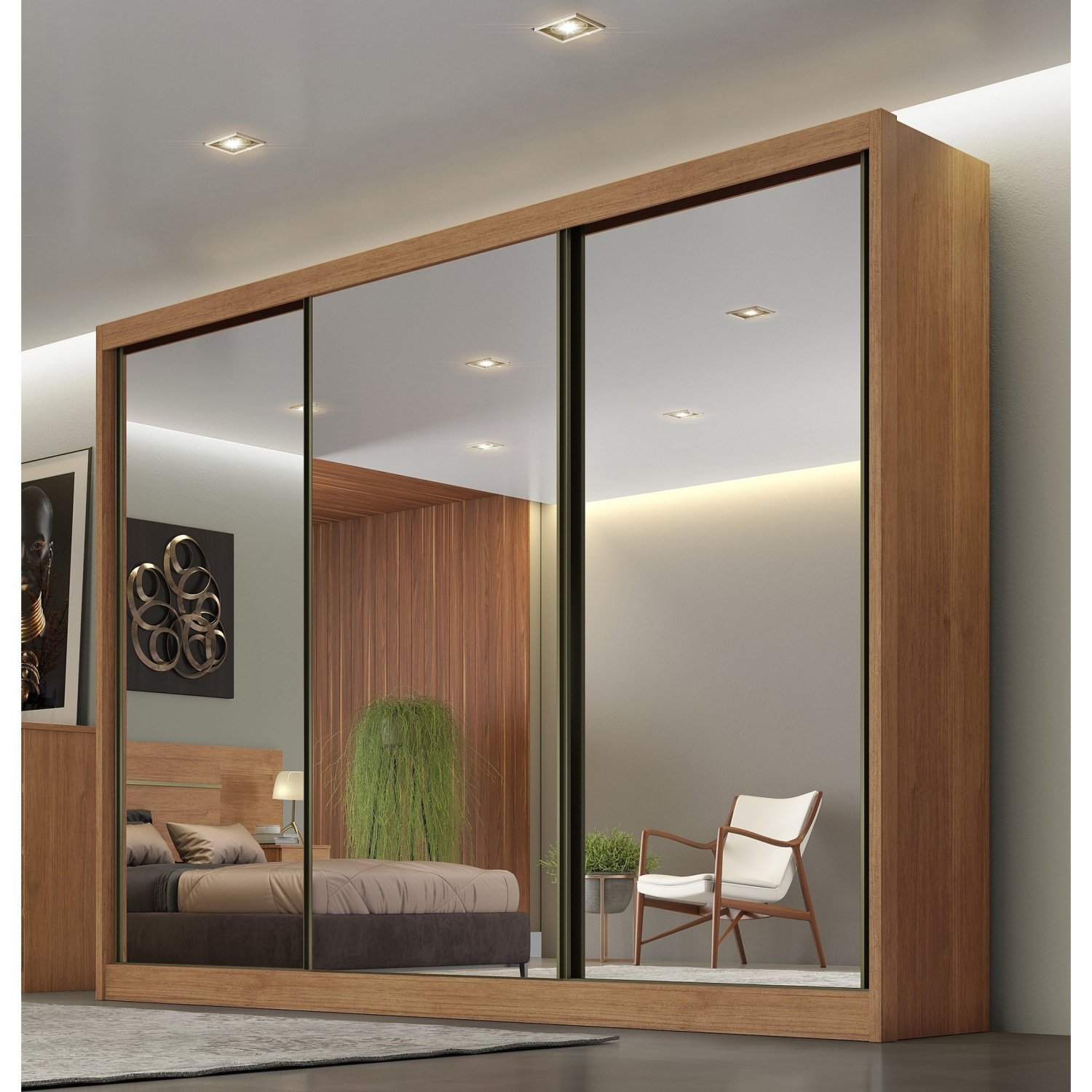 Guarda Roupa Casal com 3 Espelhos 3 Portas 6 Gavetas Miami Novo ...