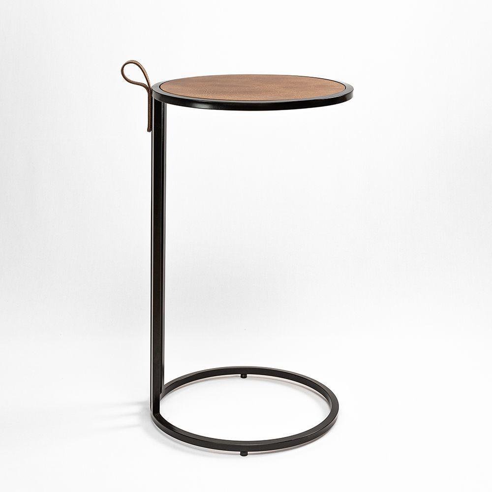 Mesa De Apoio Industrial Supreme Alça De Couro Marrom | MadeiraMadeira