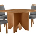 Ver imagem 5 de Mesa Evora 90 Mdf com 4 Cadeiras Athenas Linho Grafite-naturalle-naturalle