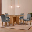 Ver imagem 1 de Mesa Evora 90 Mdf com 4 Cadeiras Athenas Linho Grafite-naturalle-naturalle