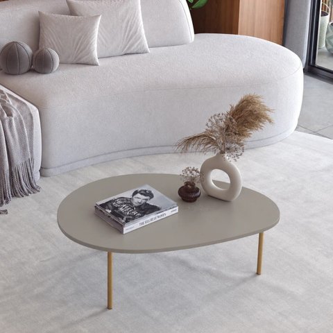 Mesa de Centro New Bend Incolar Grigio com Pé Dourado