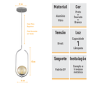 Ver imagem 5 de Lustre Pendente On Clip - Prata com Globo de Vidro Âmbar - 4125-15-am