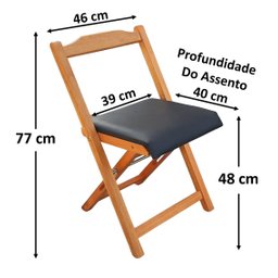 Conjunto Prático Mesa e 4 Cadeiras Dobrável Mel, Estofado Preto Bar-cozinha-lazer-varanda ( Redonda - 8