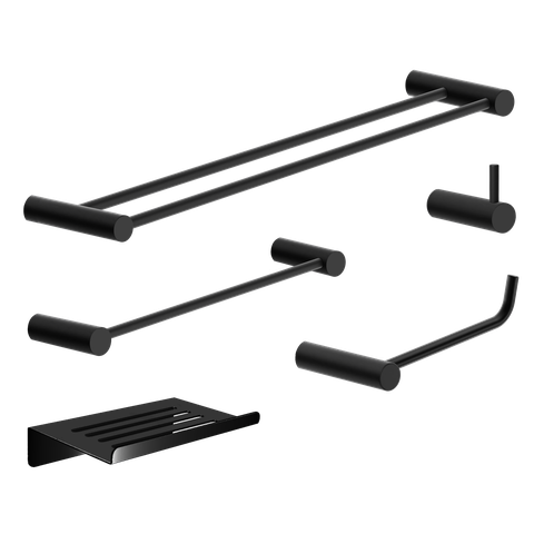 Kit de Acessórios para Banheiro Preto Fosco 5 Peças 2190or Grego Metal