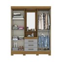 Ver imagem 3 de Guarda Roupa Casal 4 Portas 3 Gavetas Bhappy Espresso Móveis Cinza/Nature