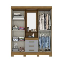 Guarda Roupa Casal 4 Portas 3 Gavetas Bhappy Espresso Móveis - 3