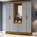 Ver imagem 1 de Guarda Roupa Casal 4 Portas 3 Gavetas Bhappy Espresso Móveis Cinza/Nature