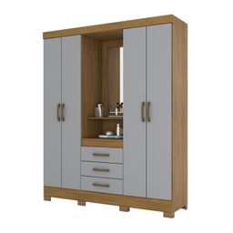Guarda Roupa Casal 4 Portas 3 Gavetas Bhappy Espresso Móveis - 4