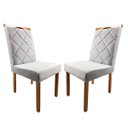 Ver imagem 1 de Kit 02 Cadeiras Estofadas de Mesa de Jantar, Tulipa - Madeira Maciça - Costura Pantográfica - Base F