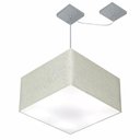 Ver imagem 1 de Lustre Pendente Quadrado com Desvio Md-4271 Cúpula em Tecido 30/40x40cm Rustico Cinza - Bivolt