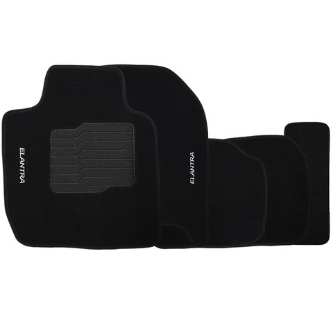 Jogo de Tapete Automotivo Carpete Hyundai Elantra 2010 À 2018 Soft Logo Bordado Preto 5 Peças S/m So