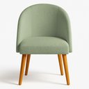 Ver imagem 4 de Kit 02 Cadeiras Poltrona de Jantar Estofada Luna Bouclê Verde Pistache Pés Palito Castanho