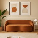 Ver imagem 1 de Sofá Curvo 2 Lugares 240cm Boucle Alonso Marrom Terracota