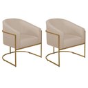 Ver imagem 2 de Kit 2 Poltronas Decorativa Jade Moderno Escritório Confortável Luxo Base de Ferro Dourado Linho
