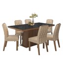 Ver imagem 2 de Conjunto Sala de Jantar Tampo de Vidro 6 Cadeiras Rustic/Preto/Imperial Colmar Madesa