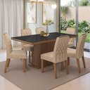 Ver imagem 1 de Conjunto Sala de Jantar Tampo de Vidro 6 Cadeiras Rustic/Preto/Imperial Colmar Madesa