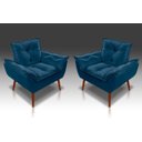 Ver imagem 1 de Kit 2 Poltronas Opala Suede Azul Marinho- RV Decora