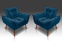 Ver imagem 1 de Kit 2 Poltronas Opala Suede Azul Marinho- RV Decora